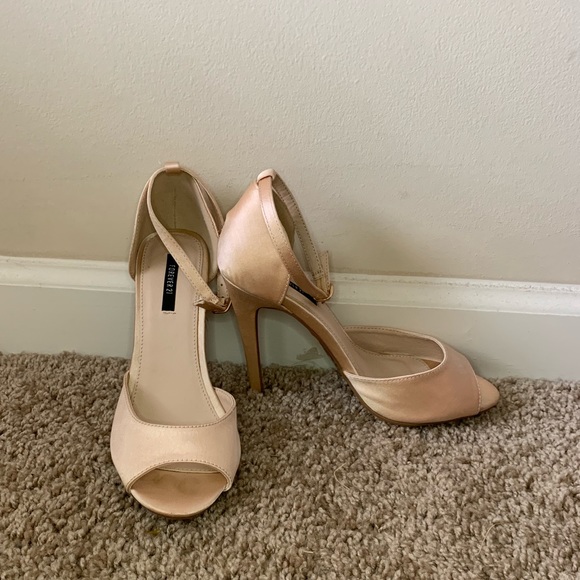 Champagne Ankle Strap Heels - Picture 1 of 5
